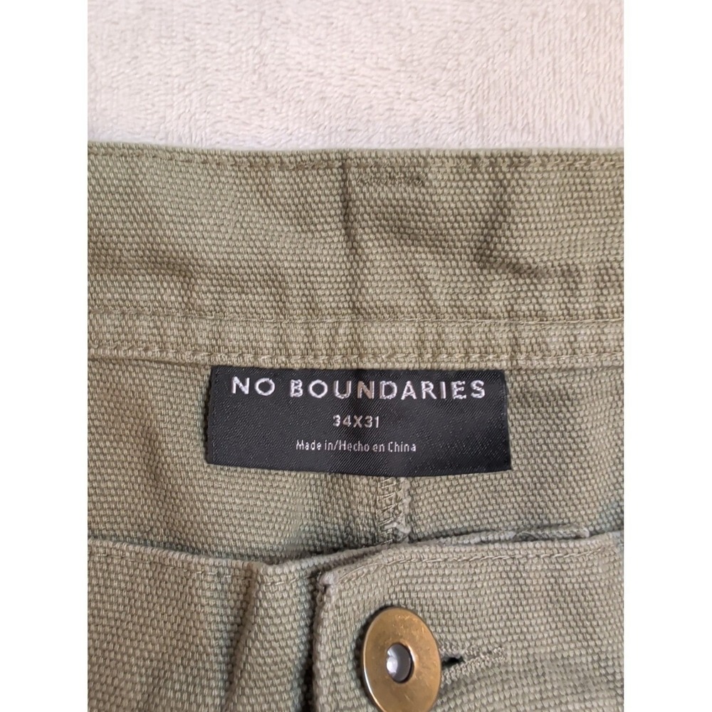 Men's 34X31 No Boundaries Double Knee Corduroy Carpenter Pants Baggy Green Y2K - Picture 3 of 6